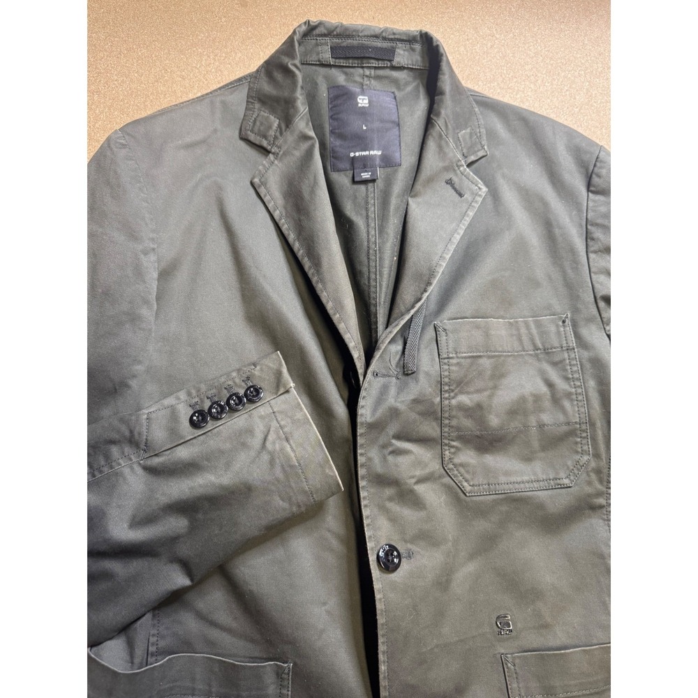 G-Star‎ Raw Mens Utility Blazer Jacket Olive Green Cotton Twill Size Large